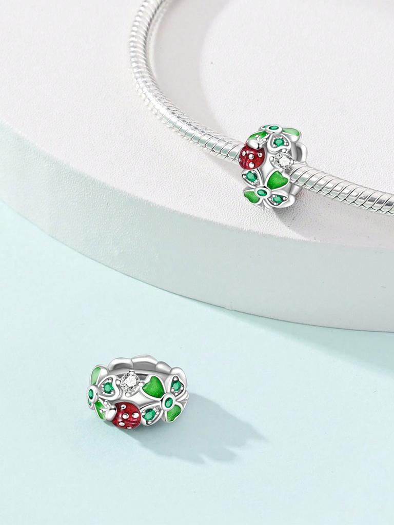 Charm Copper Colors Pink Flowers Bead For Original Bracelet Diy Beads Charms Jewellery Making Gift For Women Styfne
