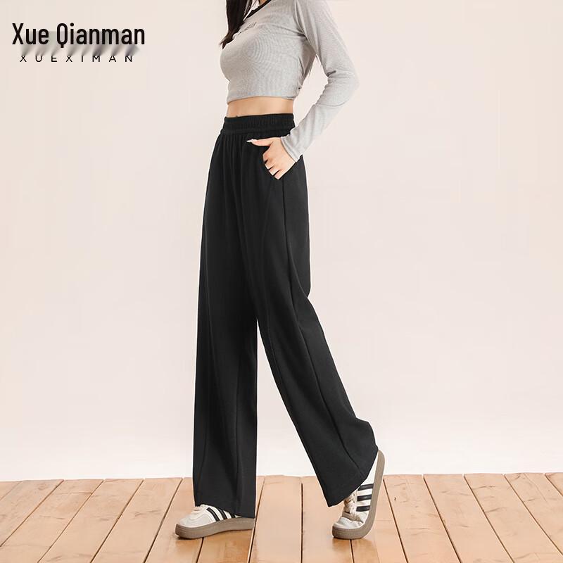 

Women s Winter Fleece-Lined High-Waist Wide-Leg Sweatpants XL