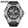 Sanda Men's Multifunctional Dual Display Luminous Waterproof Sports Watch for Teens