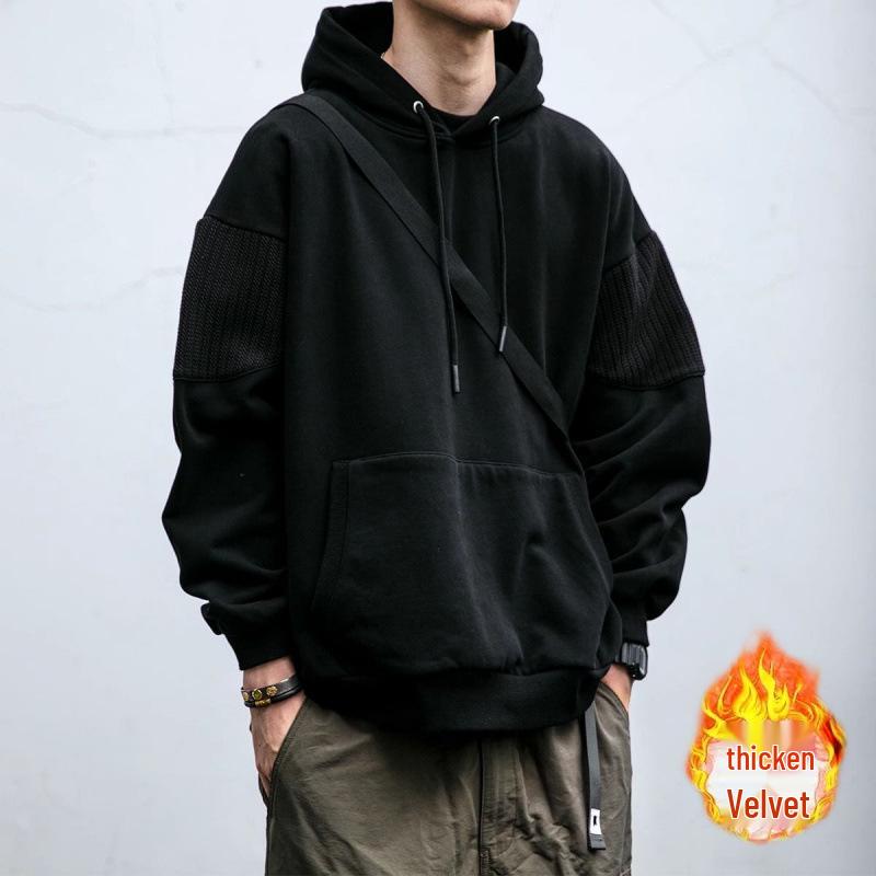 Herren Schwerer Fleece-gefütterter Retro-Hoodie für Herbst/Winter - Stylischer, Locker sitzender, Vielseitiger Pullover