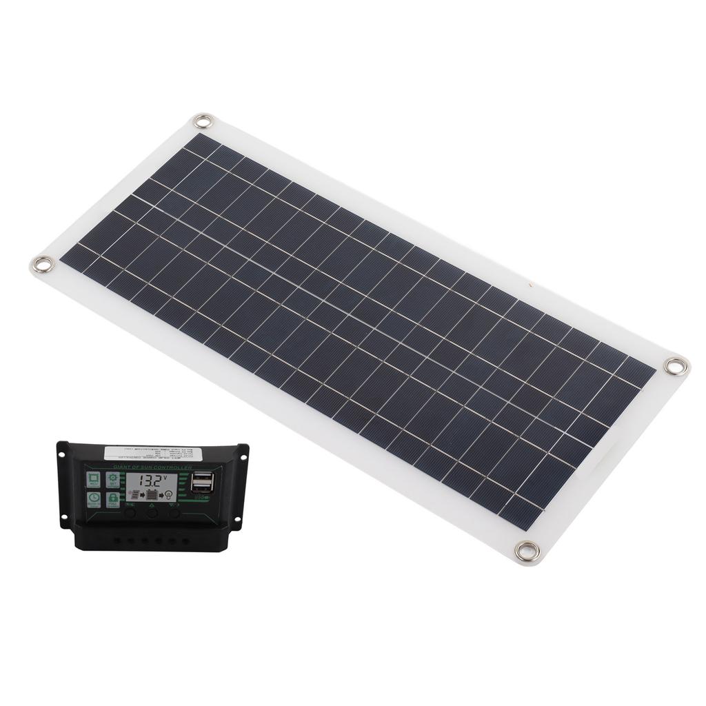 30W Solar Panel 30A Charger Voltage Controller Kit Polycrystalline Silicon for 12V Car RV Boat Marine Trailer
