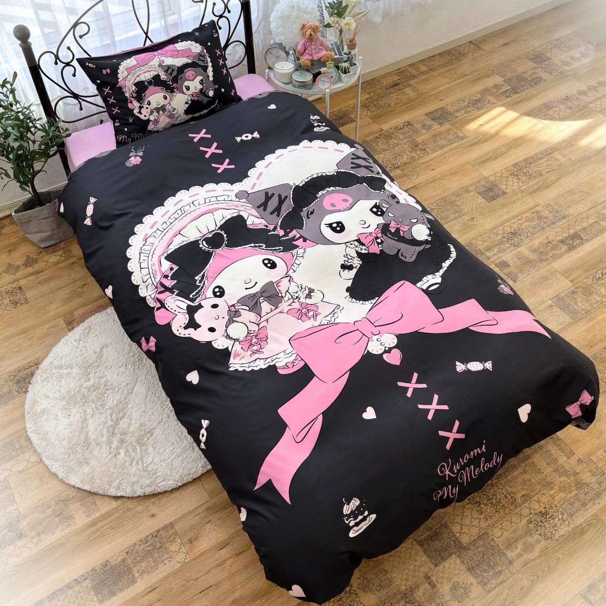 

Sanrio My Melody Kuromi Duvet Cover Set Duvet Single Size Character Design & 3-Piece (Pillowcase, Sheet, Cover) SB-687-S