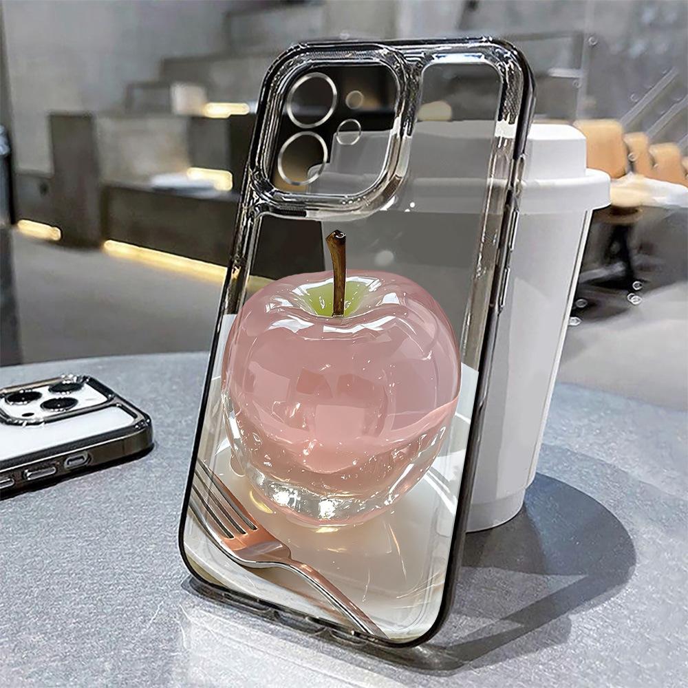 Crystal Apple Is Suitable for iPhone17ProMax Anti-drop Mobile Phone Case 16 Advanced Sense 15/14 Transparent Fine Hole