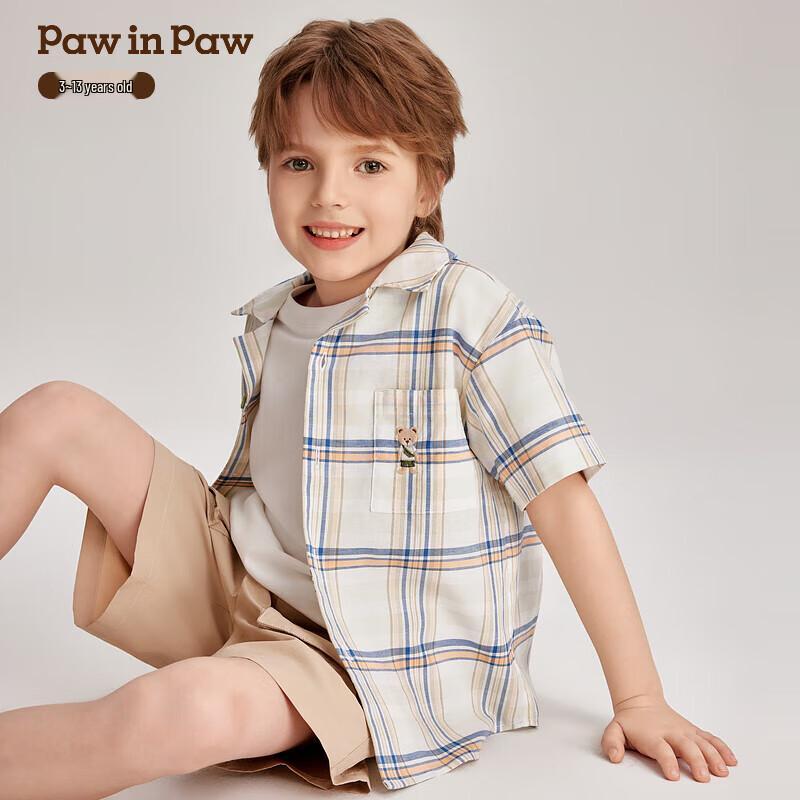 PawinPaw Boys  Color-Block Plaid Short-Sleeve Shirt 120