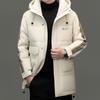 Down Jacket Men'S Medium And Long Winter Trendy Brand High-End Thickened Hooded Cold Jacket Men'S Winter Clothing