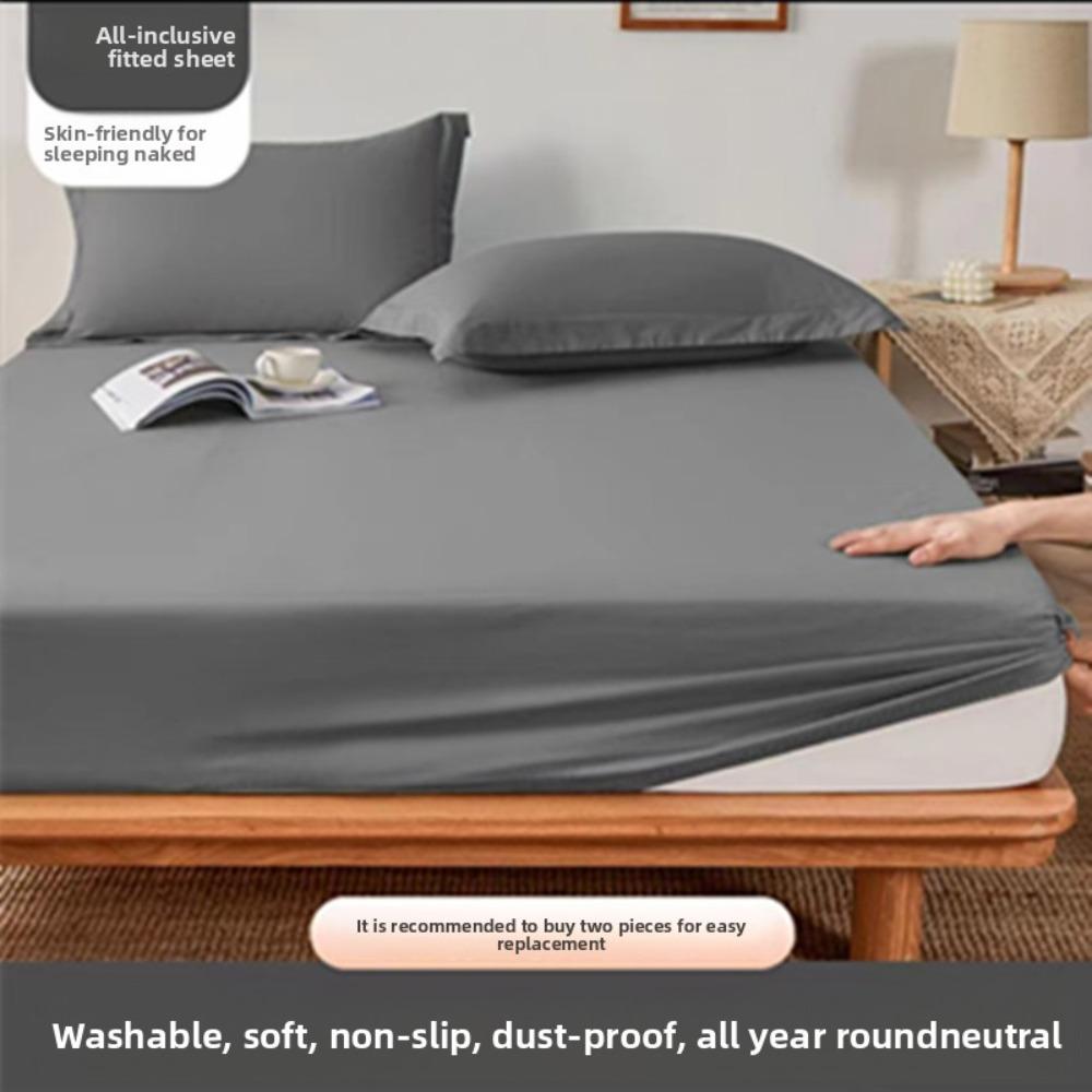 Summer Washed Cotton Fitted Sheet Set, All-around Wrap Mattress Cover, Baby Friendly Single Bed Sheet Mattress Protector