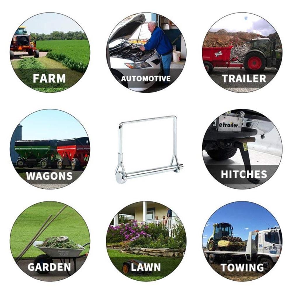 3-Pack 1/4" X 2-3/4" Square PTO Locking Pins – Carbon Steel, Zinc-Plated – For Agriculture, Lawn Equipment, Trailers – Safety Locking Pins