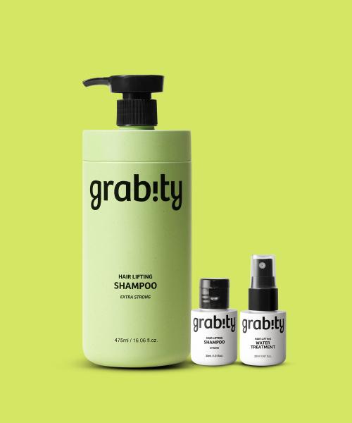 Grabity Лифтинг-шампунь Extra Strong 475 мл + Шампунь Strong 30 мл + Лифтинг-сыворотка 25 мл Шампунь против выпадения волос NONE