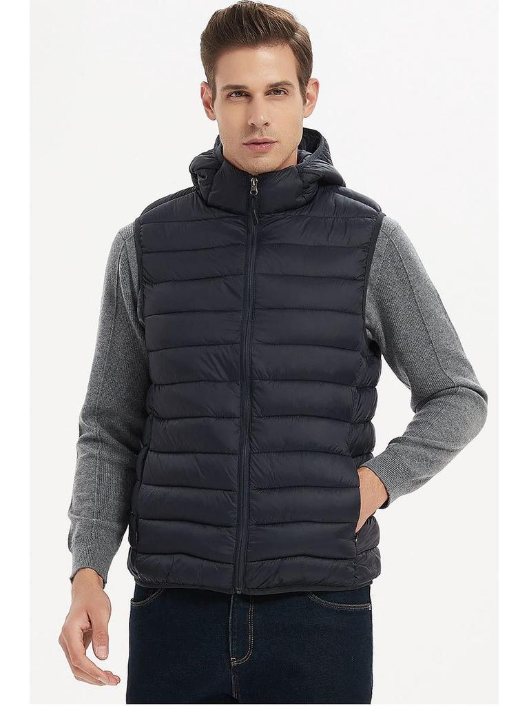 Men's Winter Hooded Down Cotton Vest Waistcoat