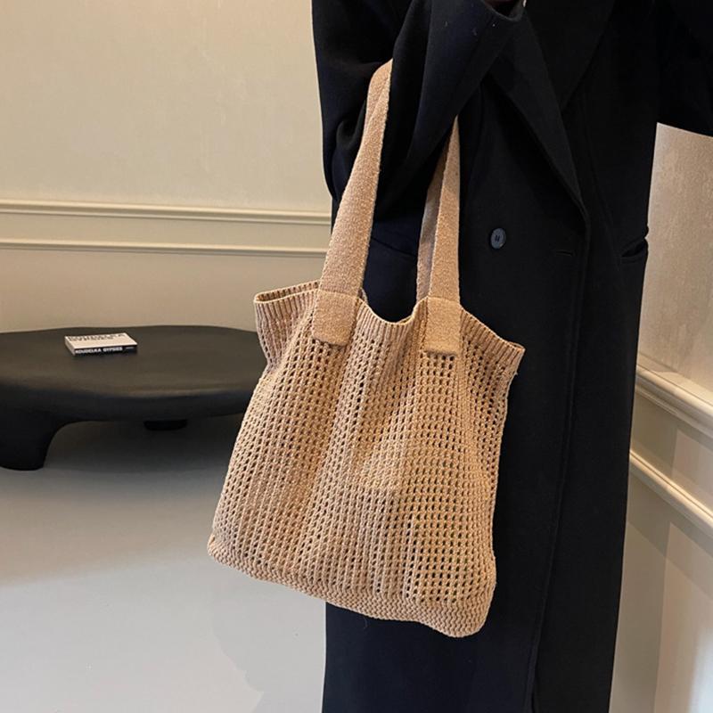 Women Shoulder Bags Large Capacity Crochet Tote Bag Fashion New Knitting Handbags Female Hollow Woven Shopping Bag