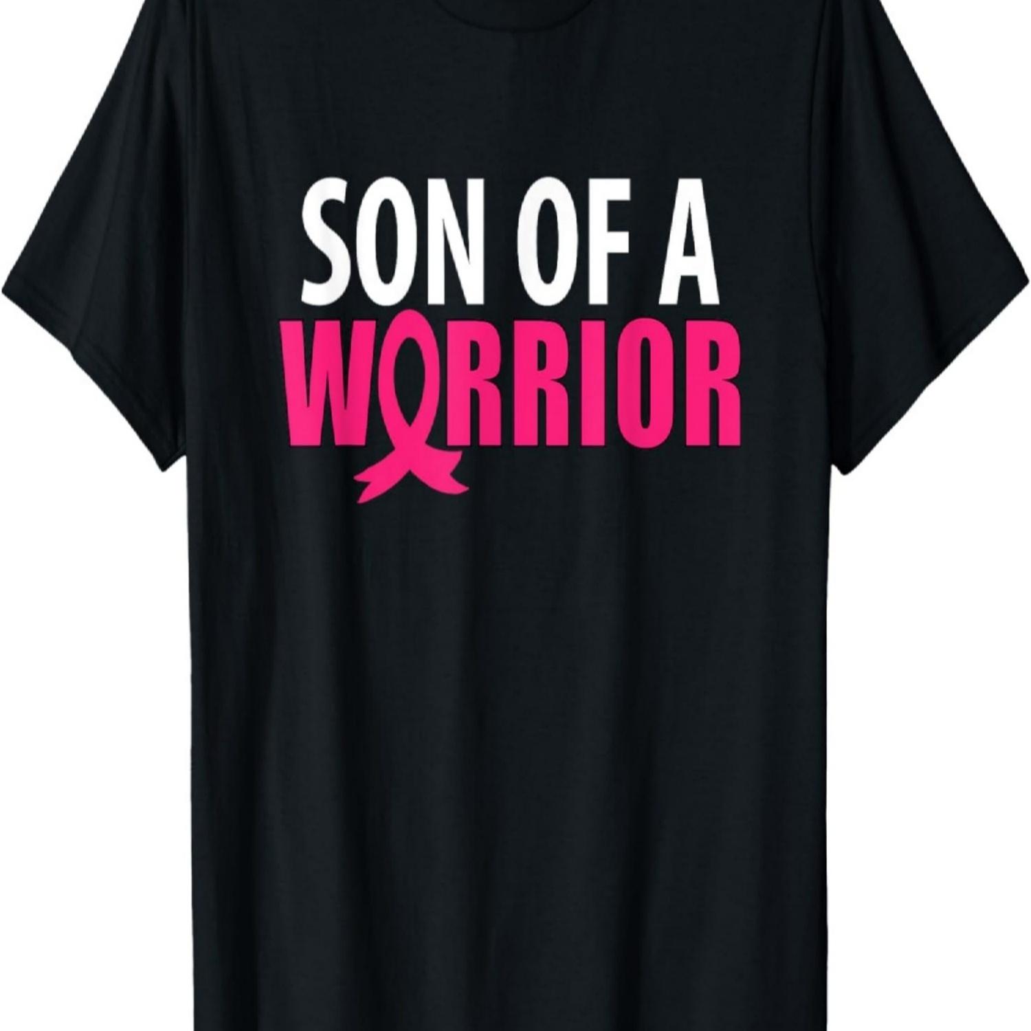Son of A Warrior Pink Ribbon Breast Cancer Awareness T-Shirt S чёрный