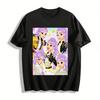 Cool Purple-haired Girl Print Casual Top Trendy Anime Style Loose Fit Daily Wear Pure Cotton T-shirt