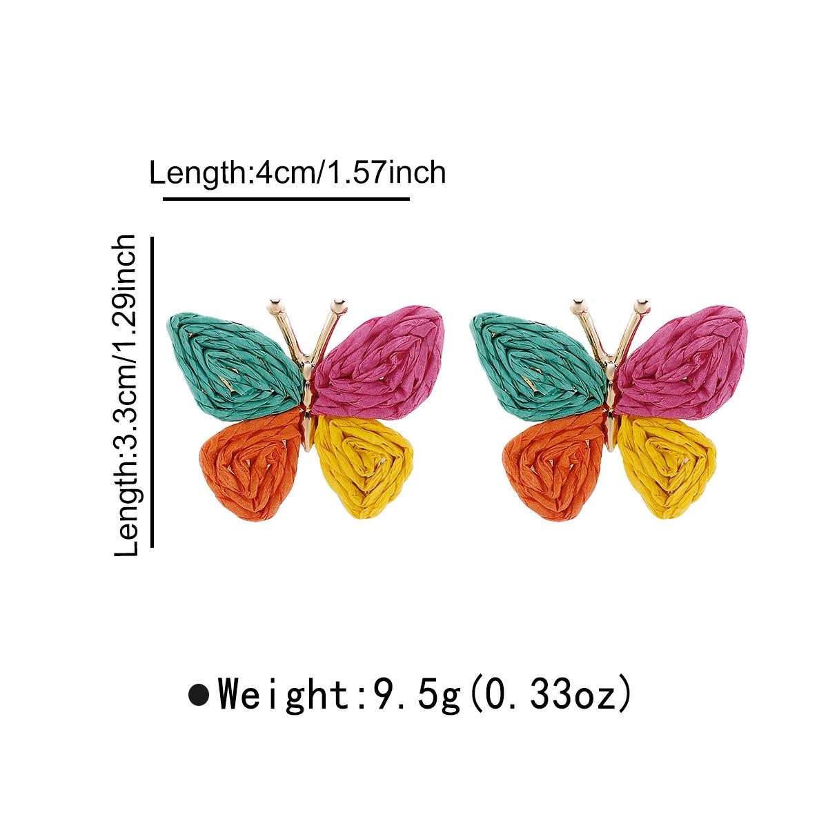 

Sweet Fresh Style Colorful Raffia Woven Butterfly Earrings Spring Summer Handmade Elegant High Grade Women Stud Earrings Jewelry разноцветный