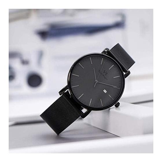[BUREI] Men's Stylish Simple Popular Waterproof Analog Arm Watch Brand Business Thin Quartz Black Gray Men's Watch