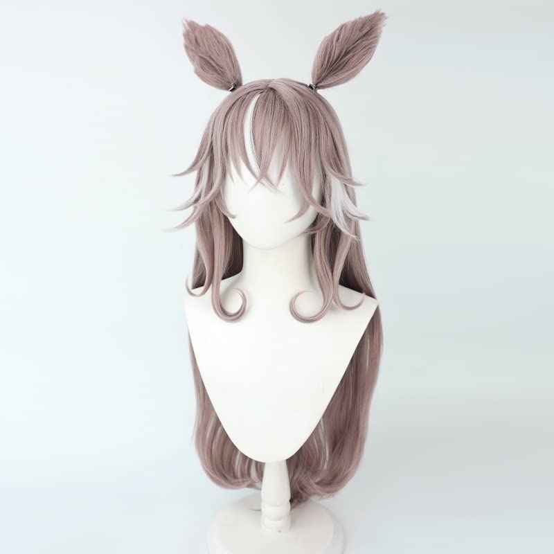 Wonder Acute Cosplay Wig, Ash Pink and White Mix, Perfect for Costumes, Halloween Events, and Photoshoots (Body, Ears, and Tail)