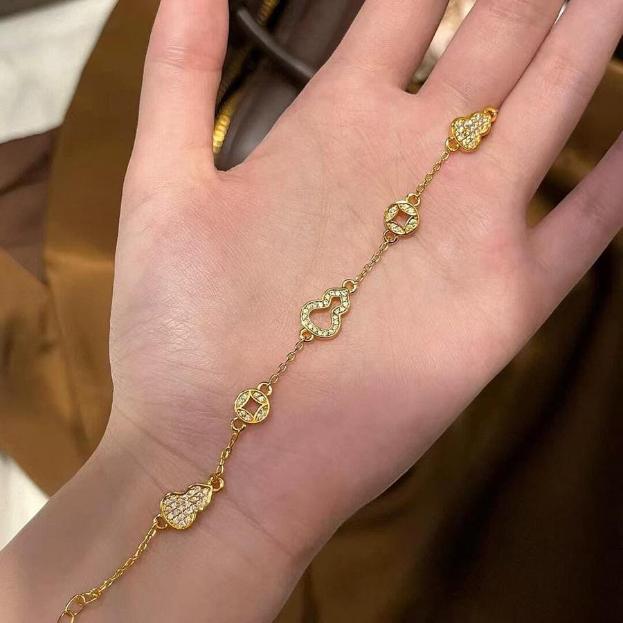 24k Zircon Gourd Pendant Bracelet New Chinese Light Luxury Bracelet Fashion Versatile Niche Jewelry Women