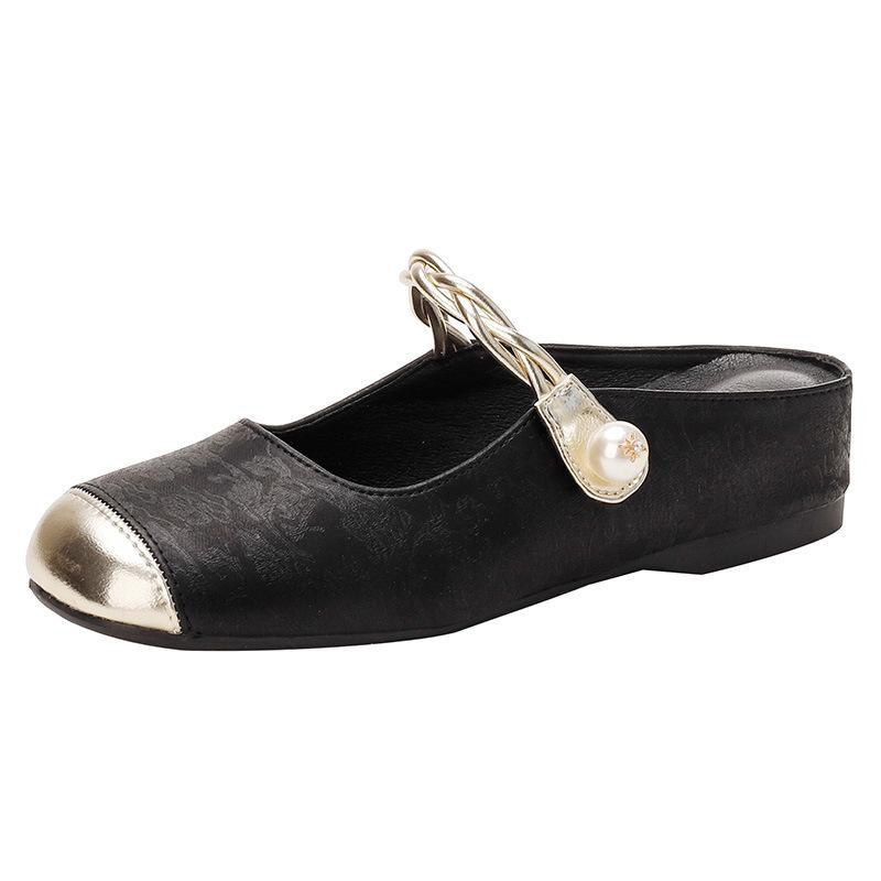 

5lm new soft sole inner height increase small size Mary Jane women s shoes lazy bag head half slippers 33 чорний