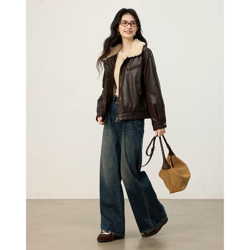 Women's Warm Retro Biker Faux Leather Jacket