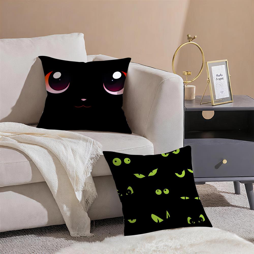 Cute Art Cat Eyes Cushion Cover Throw Pillow Cover Hidden Button Durable Polyester Chair Cushion