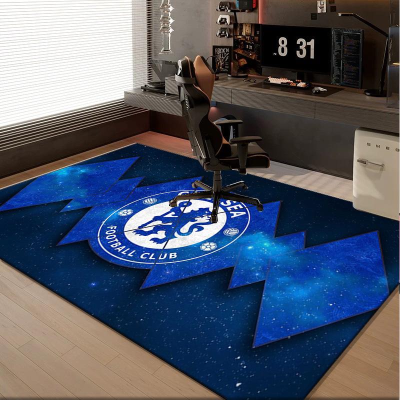 1PC Rug Blue Chelsea Football Club Logo Carpet, Chair Rug,Area Rug for Office Bedroom Living Rooms Bedroom, Doormat Decor Christmas Fan Gifts