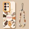Cute cat mobile phone case with lanyard, suitable for Samsung s26 silicone s25ultra new s24 +/23/22 set