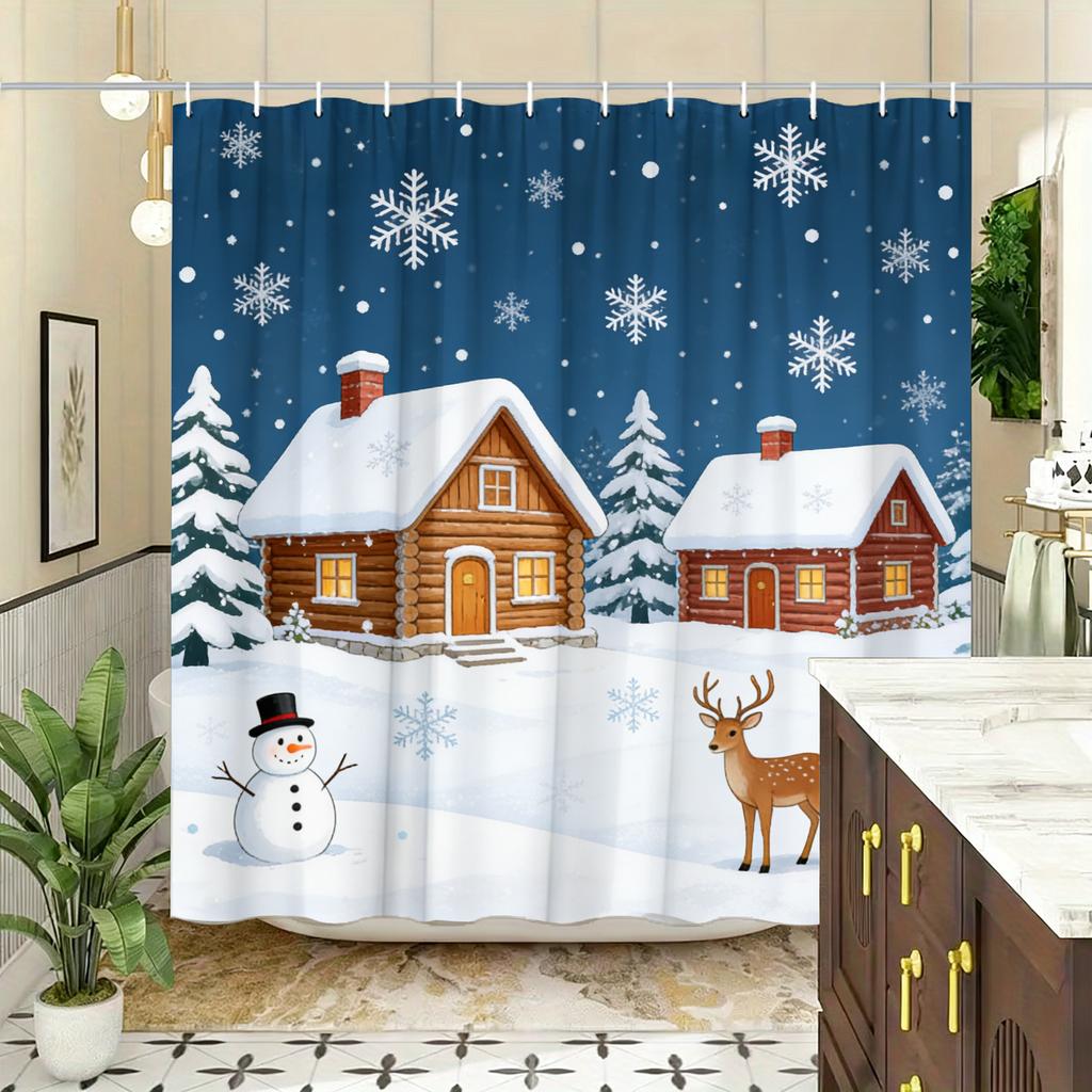 Whimsical Candy House & Gnomes with Lollipops Waterproof Shower Curtain for Bathroom Decor