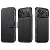iPhone17ProMax Magnetic Leather Flip Case with Card Slot and Wireless Charging Stand