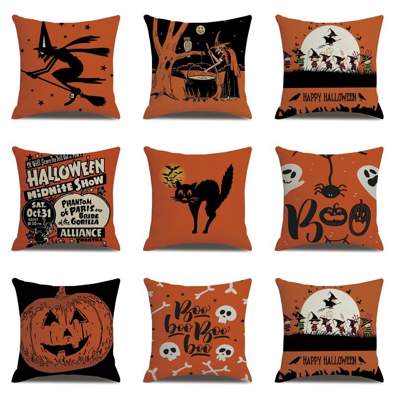 Halloween Linen Pillow Cover Printed Pillow Cover