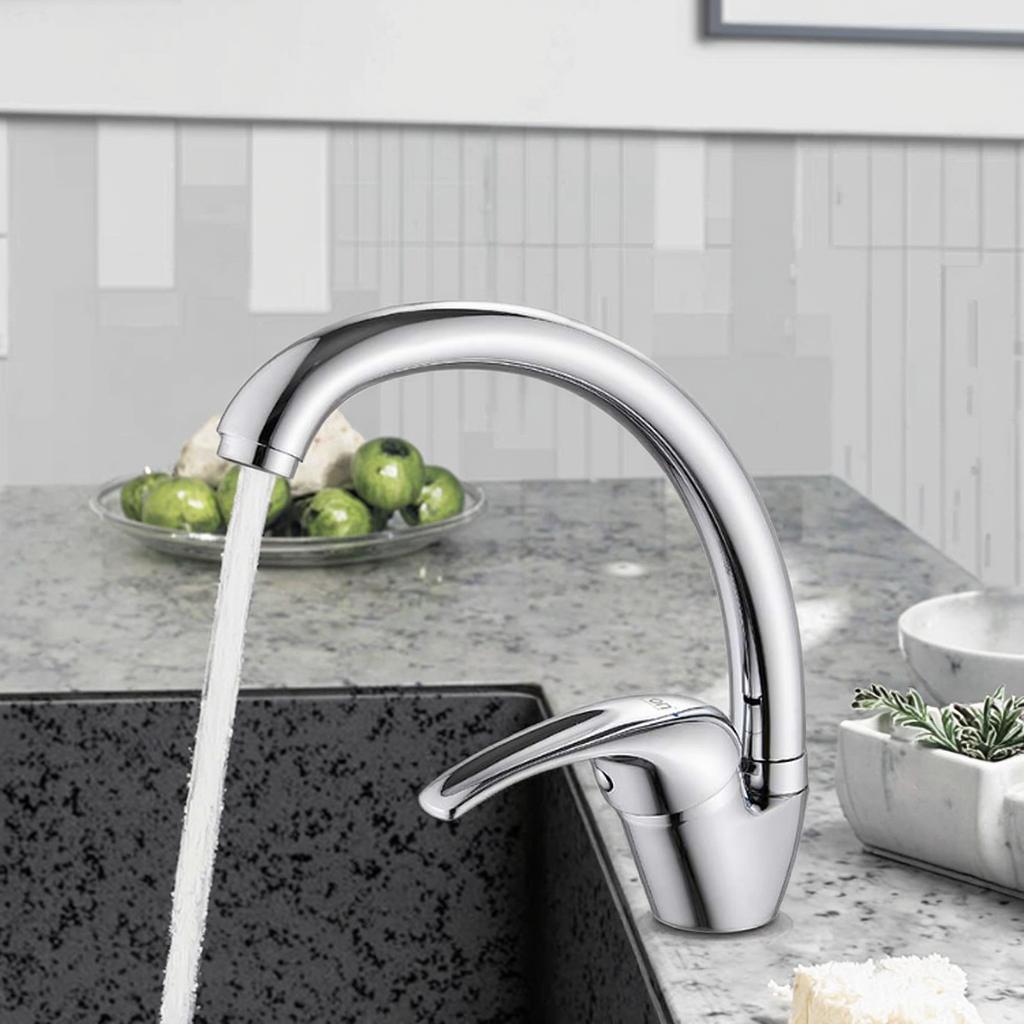 Hot and Cold Zinc Alloy Kitchen Basin Faucet Big Bend Mixed Water Wash Faucet