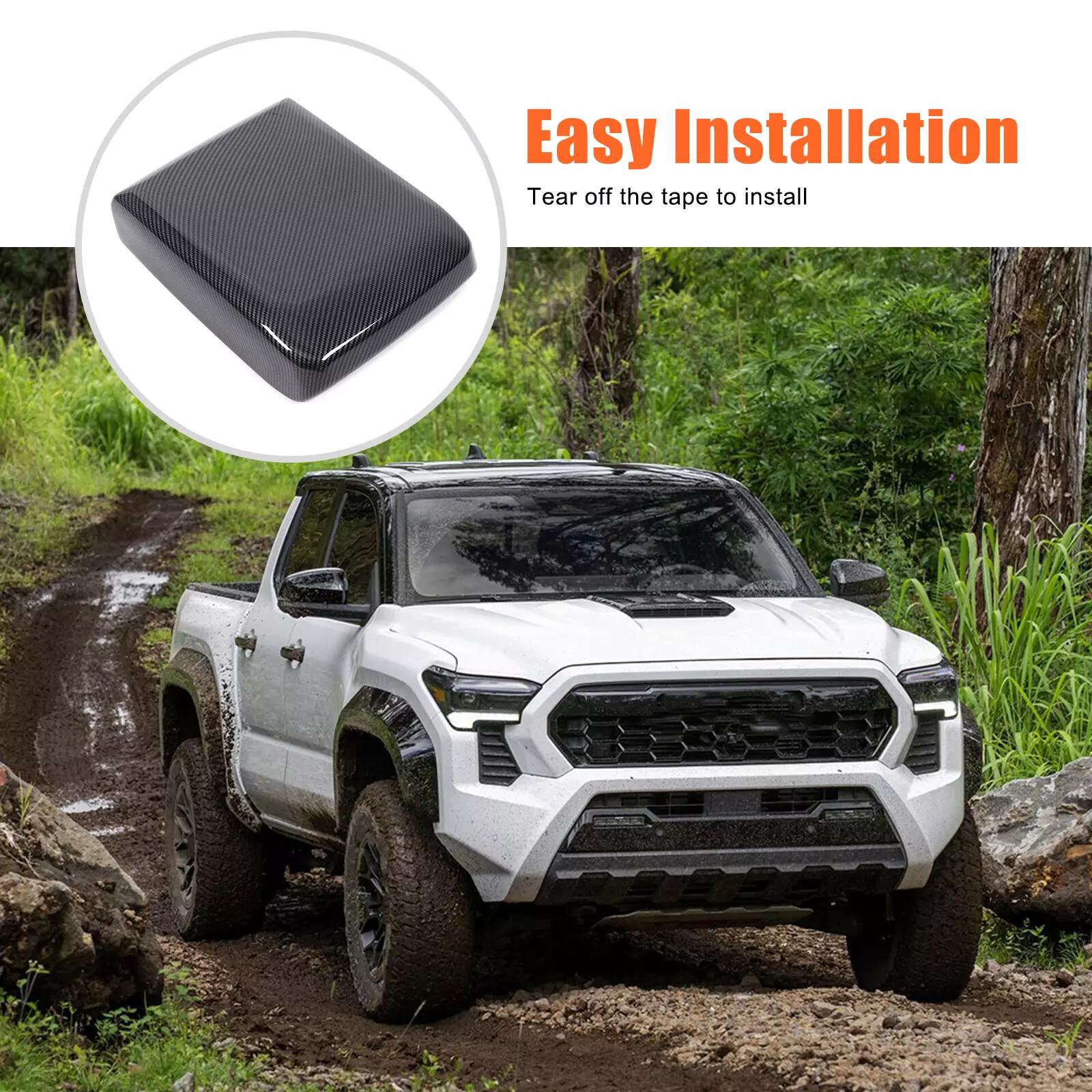 Black ABS Carbon Fiber Central Console Armrest Box Cover For Toyota Tacoma 2024+
