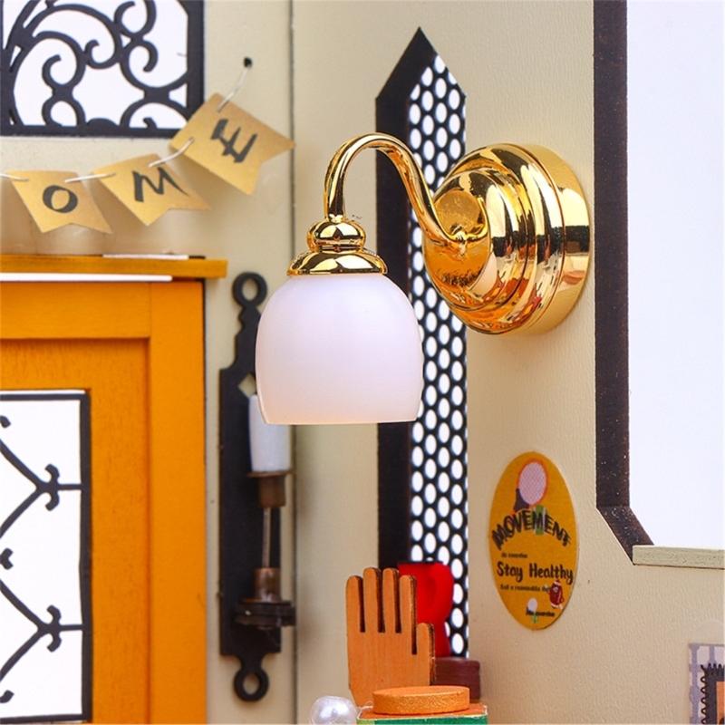 Dollhouses LED Wall Sconce 1/12 Miniature Wall Lamps for Dollhouses Bedroom Display Lighting Dollhouses Scale Decoration
