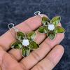 Peridot, Pearl Gemstone Handmade 925Sterling Silver Jewelry Earring 2.17" M-3147