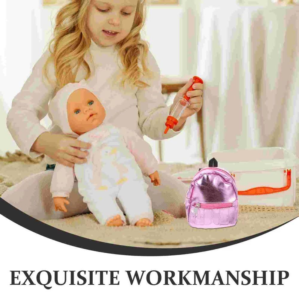 Girl Schoolbag 18inches Doll Backpack Pink Silver Mini Knapsack Fashion Doll Backpack  Kids Gifts