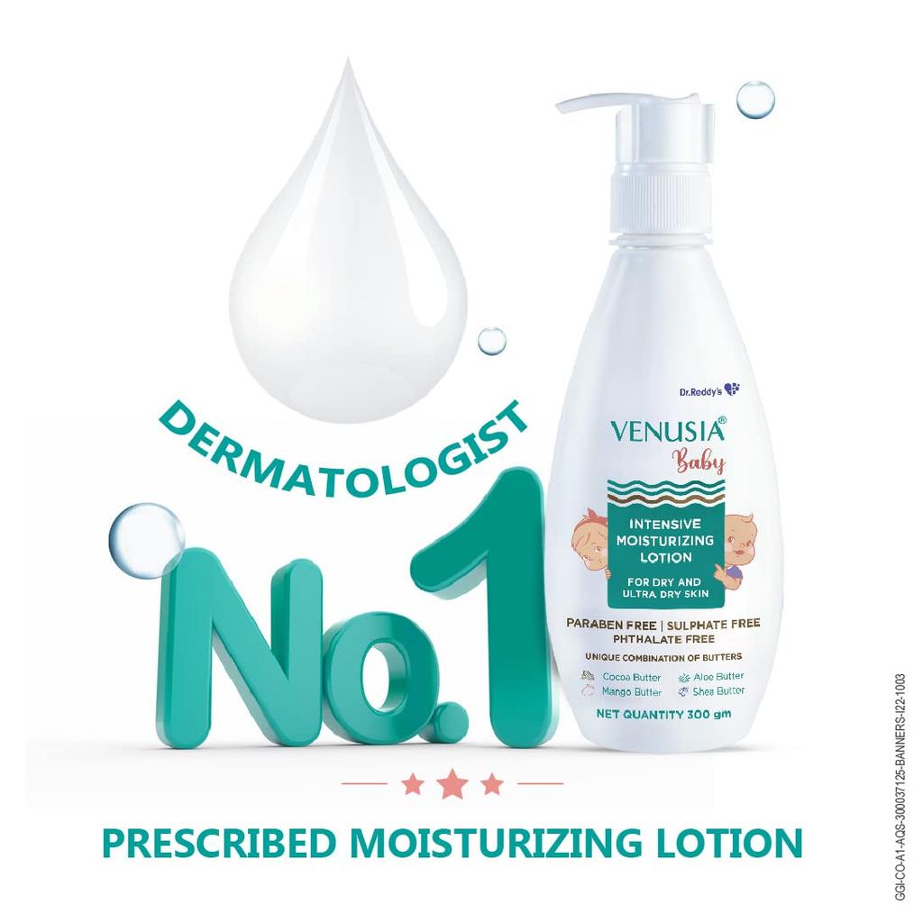 VENUSIA Dr. Reddy's Baby Intensive Moisturizing Lotion 300g Pack of 2 for Soft, Hydrated, Gentle Skin Care