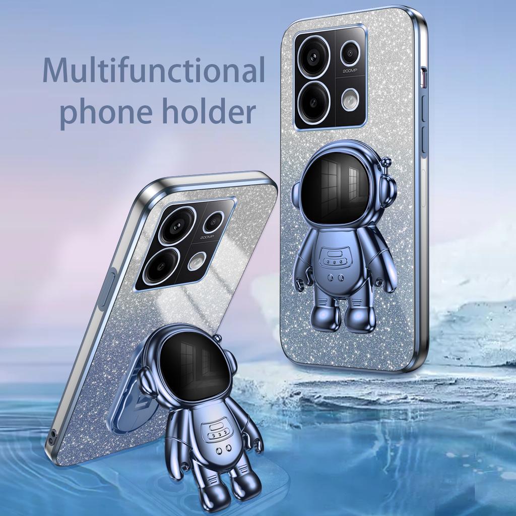 For Xiaomi Poco X6 5G/Redmi Note 13 Pro 5G Case Electroplating Astronaut Kickstand Phone Cover