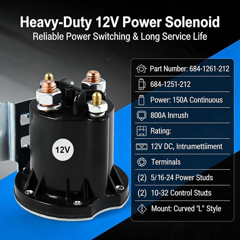 684-1261-212 Relé Interruptor Solenoide de Partida 12 Volts 4 Terminais Corrente 150A Máx 800A para Contator DC Trombetta PowerSeal c/ Suporte em L 684-1251-212