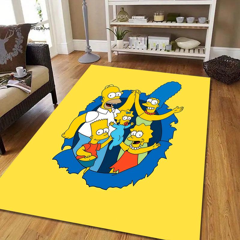 The Simpsons Flannel Pattern Square Carpet,Area Rug,Carpet Rug for Living Room Bedroom Sofa Playroom Decor,Non-slip Floor Mat