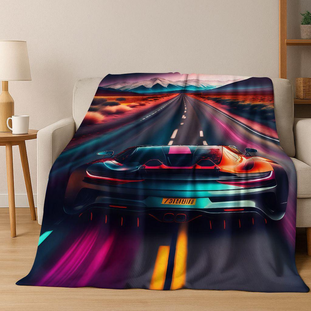 Future Concept Sports Car Racing Bike Art Flannel Blanket,Cozy Soft Throw Blanket for Home Bedroom Bed Sofa Picnic Cover Gift