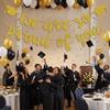 Gold Shining Graduation Party Banner Reusable Graduation Hanging Banner  Photo Background