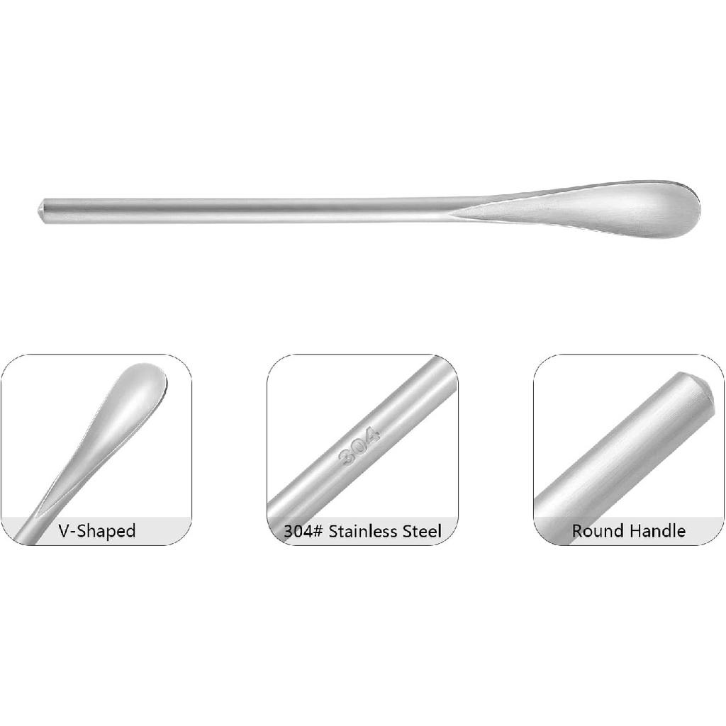 5Inch/12.8cm Coffee Stirrers Spoon,Silver Stainless Steel 304# Coffee Stir Sticks,Round Solid Handle Cocktail Beverage Iced Tea Stirring Stick,Drink