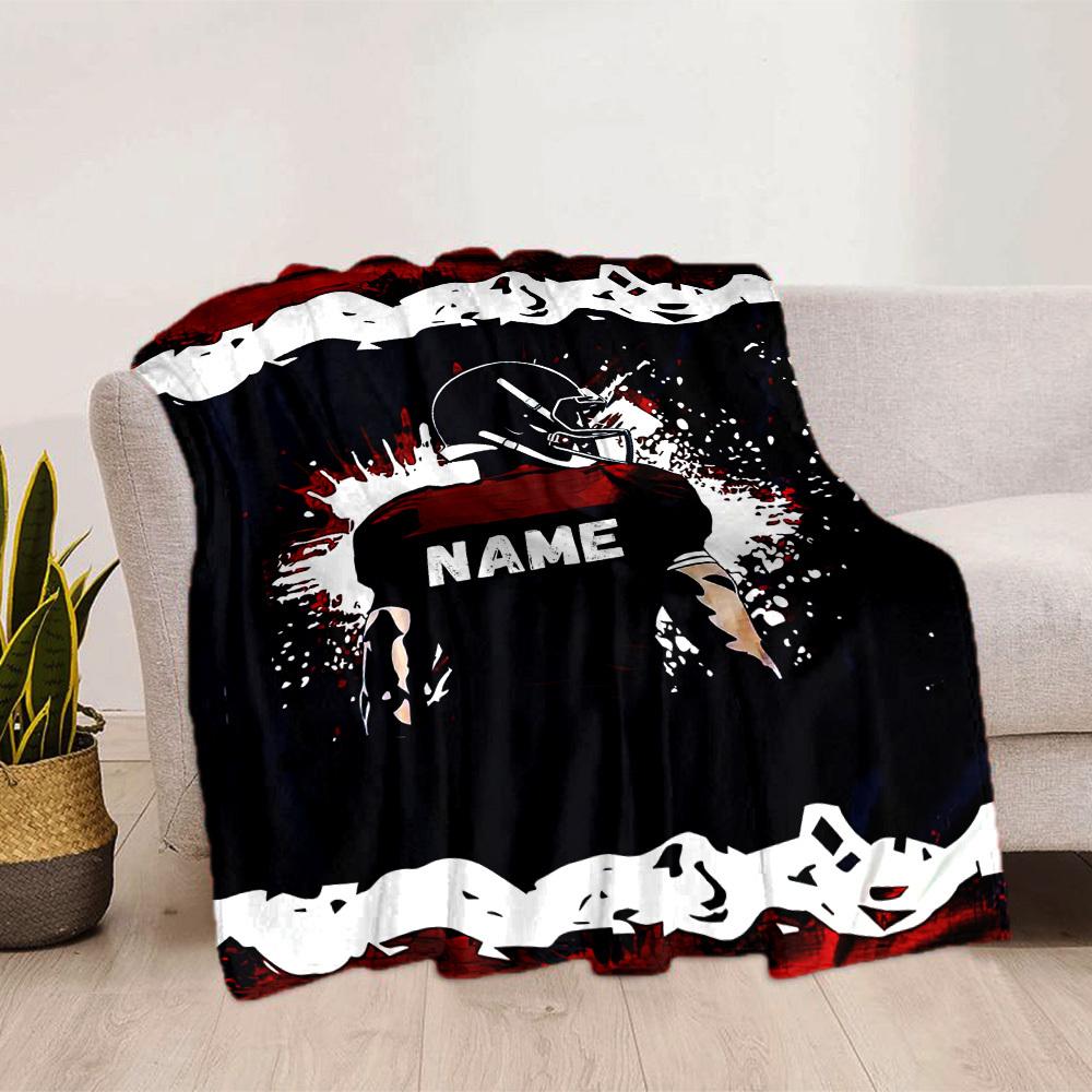 Football Helmet Home Customize Your Name Blankets Comfortable Soft Portable Allseason Multipurpose Blanket For Picnic Sofa Office Bed Living Room