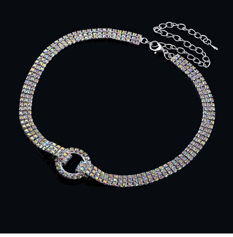 Trendige Silber Strass Choker Halskette - Japanischer & Koreanischer Stil für Damen