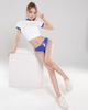 LOST-G Women's Tight Gymnastics Uniform, High School/Junior High School Girl, Cute Cosplay Costume, Top and Bloomers, 2-Piece Set (BLUE & WHITE)