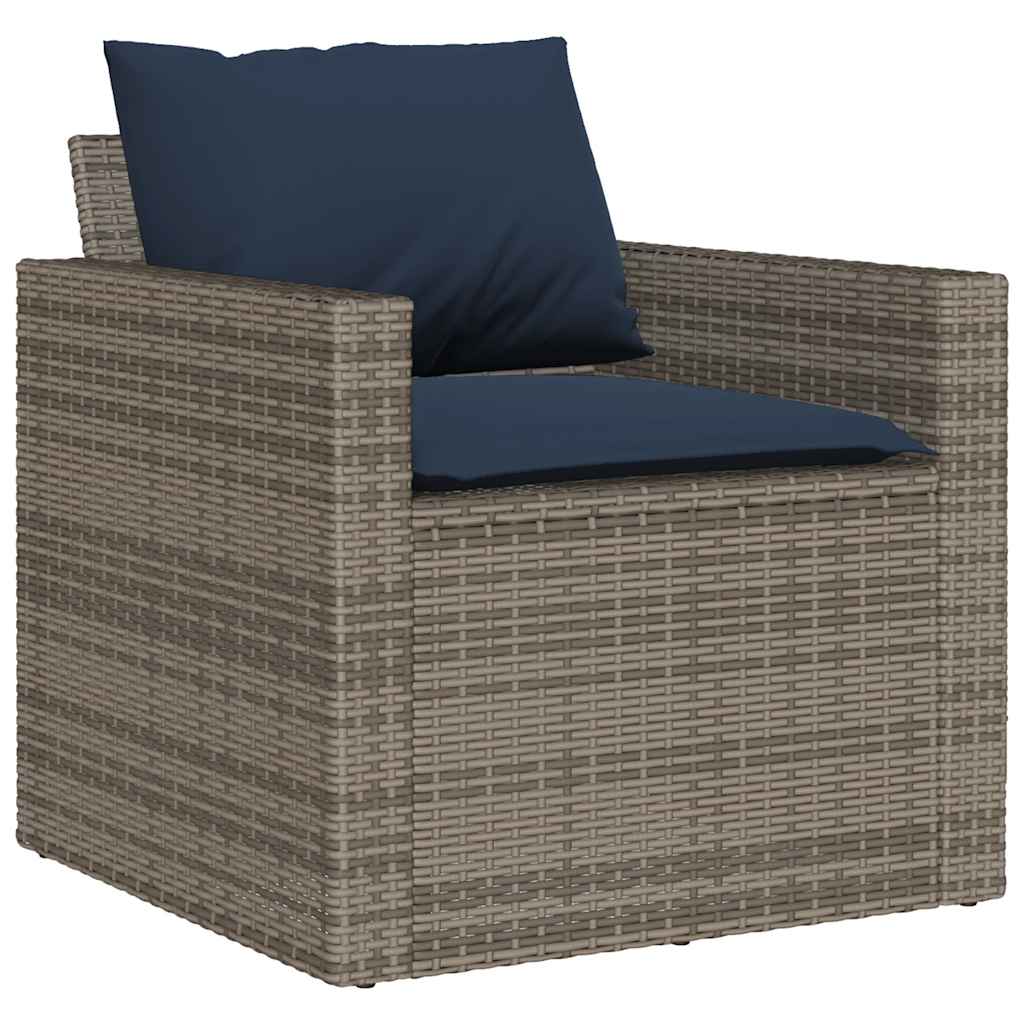4 Piece Garden Sofa Set with Cushions Gray Poly Rattan