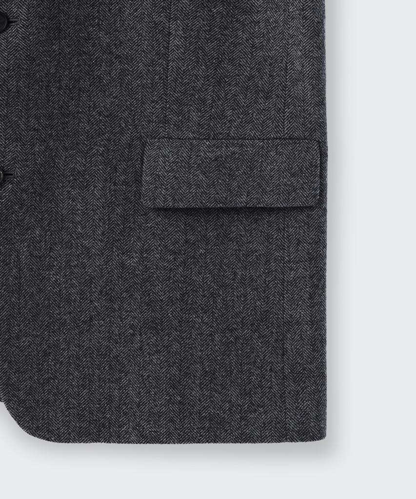 Musinsa Standard Wool Blend Herringbone Relaxed Blazer [Dark Grey]