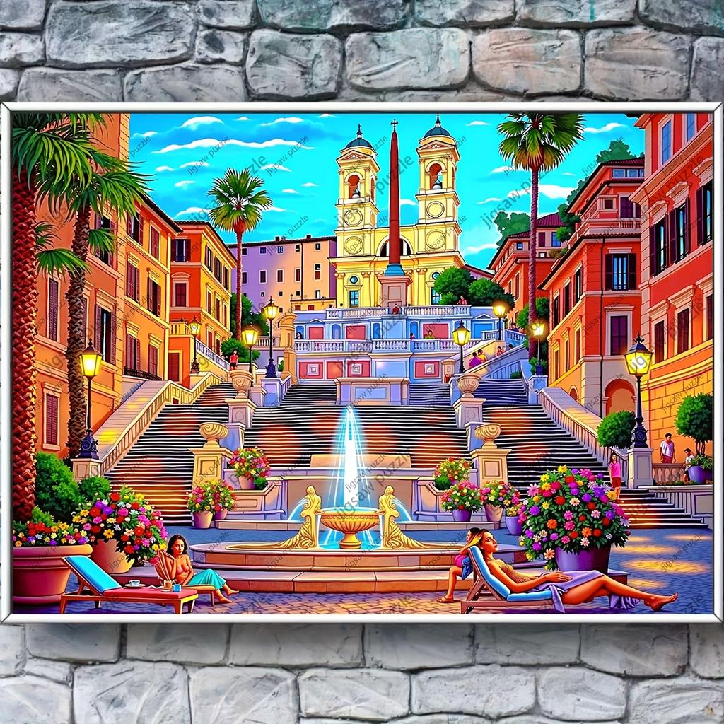 2000/1000/1314/520pcs Jigsaw Puzzle - Family Fun Adult Puzzle with Vibrant Cityscape Design, Portable Cuboid DIY Art Decor, Hi