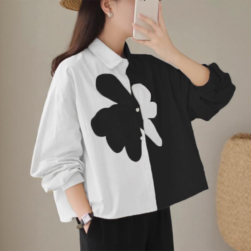 ZANZEA Women Fashion Colorblock Printed Long Sleeve Shirts
