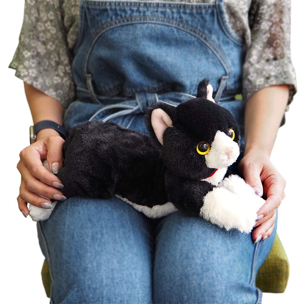 Sun Lemon Lap Cat Plush Animal Small P-6242 Black and White Cute Cat 13 X 36 X 15cm