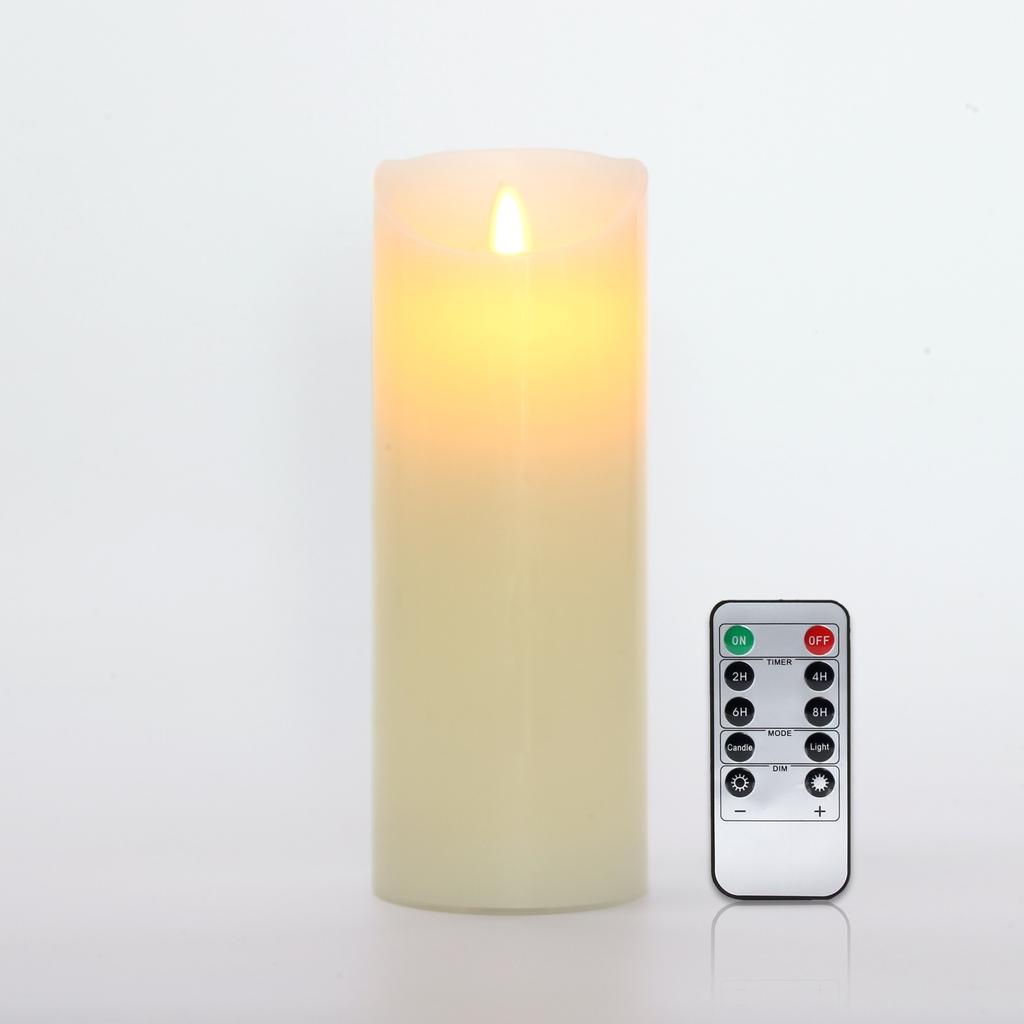 LED-Kerzen ohne Flamme, batteriebetrieben, LED-Säulen, echtes Wachs & beweglicher Docht, flackernde Kerze mit Fernbedienung
