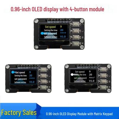 0.96" OLED Display Module 128x64 with 4-Button Matrix Keyboard, IIC SSD1306-Compatible